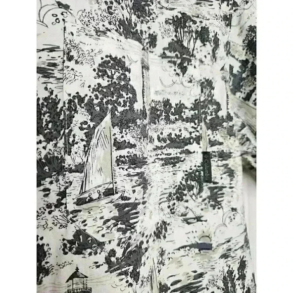 Size Medium Columbia Regular Fit Lighthouse Sailboat Print Button Up Shirt - Picture 4 of 5